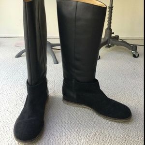 Maison Margiela MM6 Black Leather and Suede Tall Boots